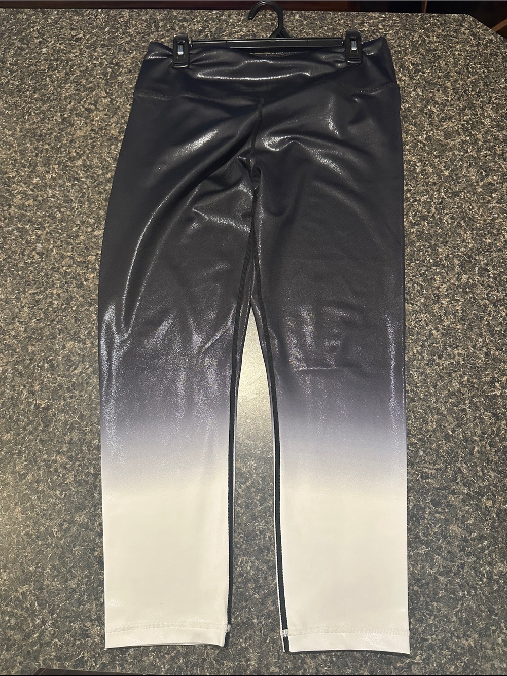 Ombre High-Rise Leggings in Metallic Black and White
